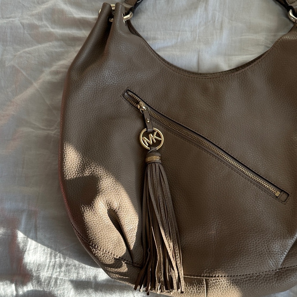 Michael Kors Brown Leather Hobo with Tassel Charm - Picture 2 of 9